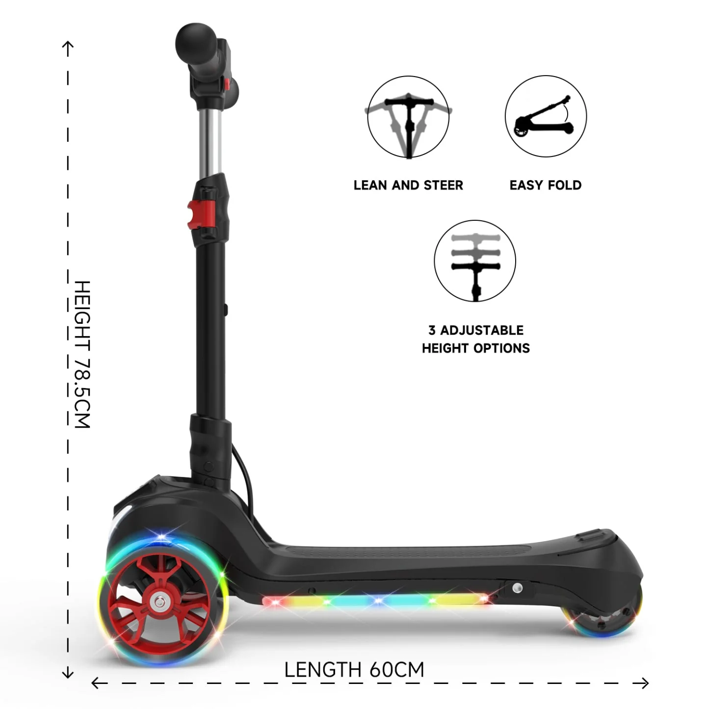 iK1S / B2 Kids Electric Scooter with Colorful Flashing Wheels - Image 20