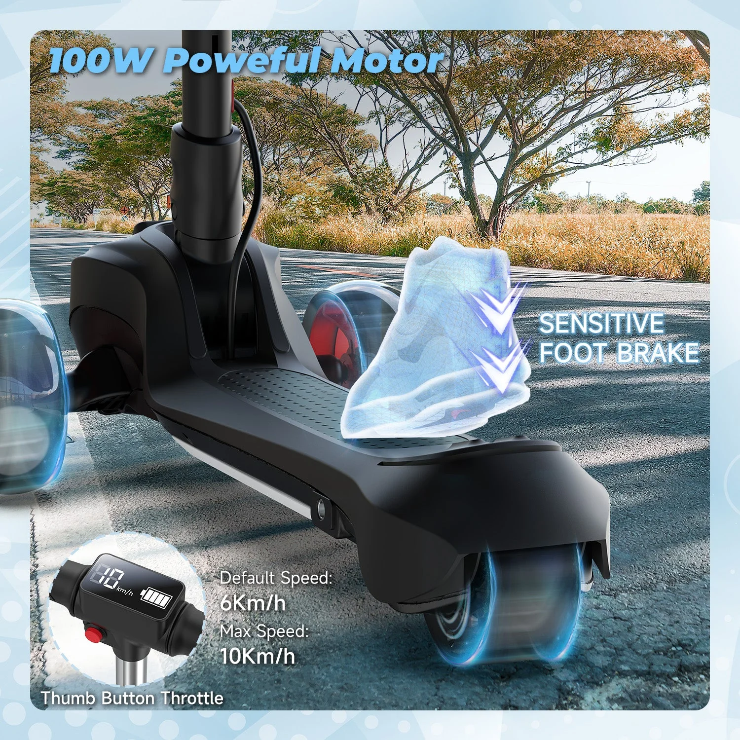 iK1S / B2 Kids Electric Scooter with Colorful Flashing Wheels - Image 18
