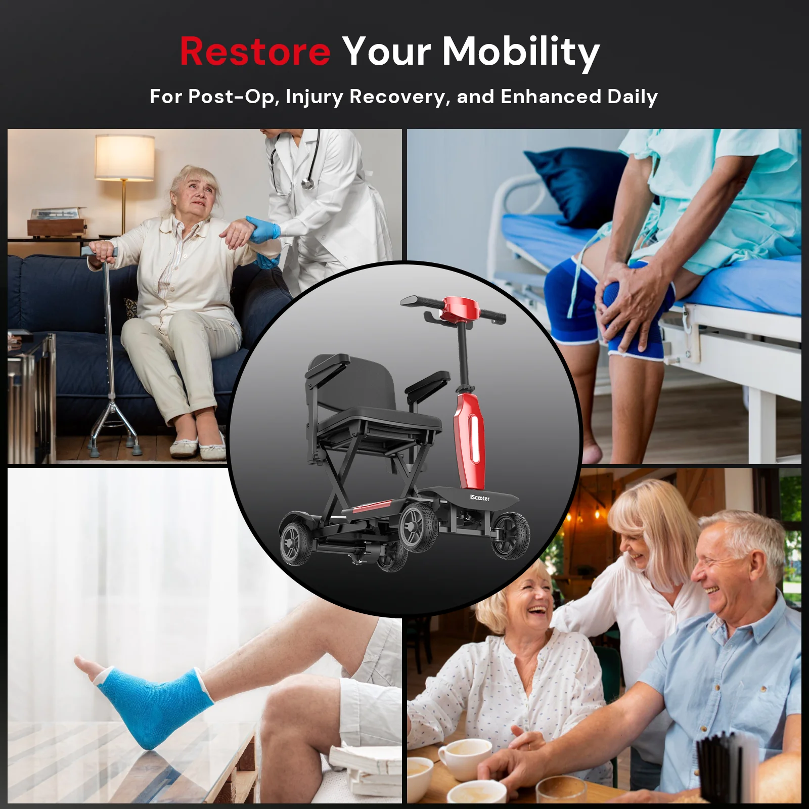 iScooter X11 4-Wheel Folding Mobility Scooter - Image 10